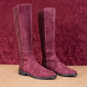 Stuart Weitzman Women Greer City Burgundy Silky Suede Dress Knee Boots sz 6.5